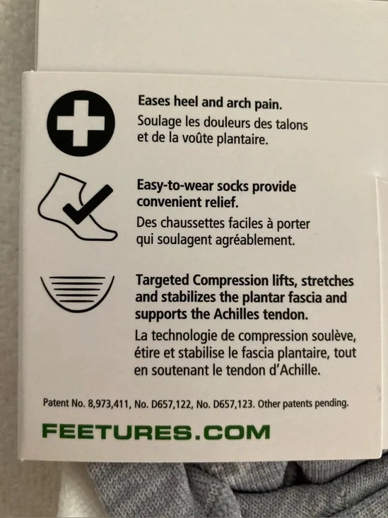 Plantar Fasciitis Relief No-Show Socks - White/Grey, Medium, Unisex - Picture 4 of 6